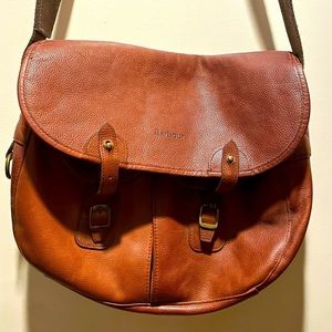 Vintage Barbour full brown leather messenger bag